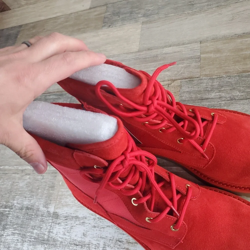 Saint Morta Legion Mens Boots Sz 10 Red Gum Suede Comfort Lace Up Back Zip
